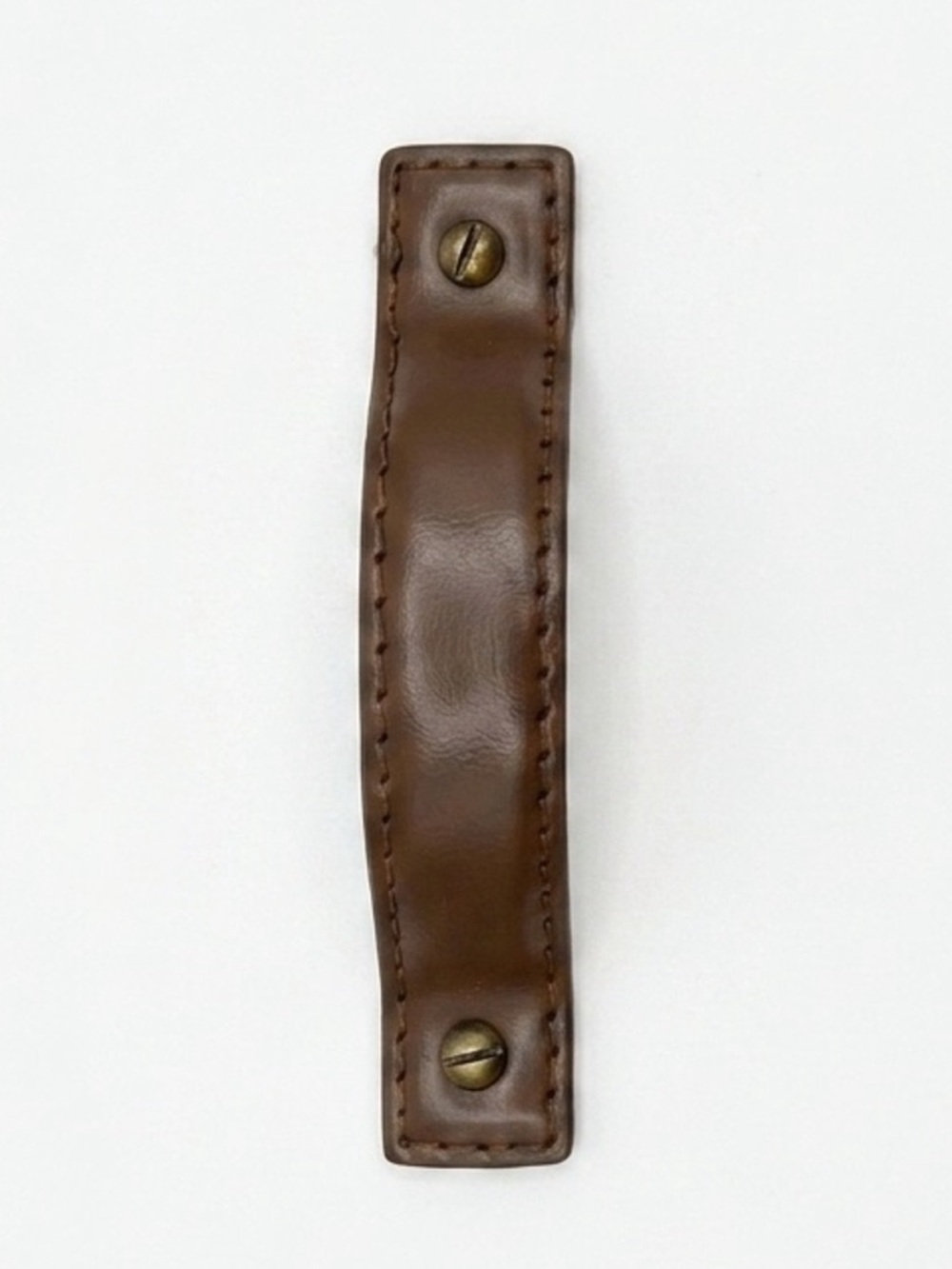 NWOT Anthropologie Saddle Stitch Leather Handle Brown Iron Brass Pull